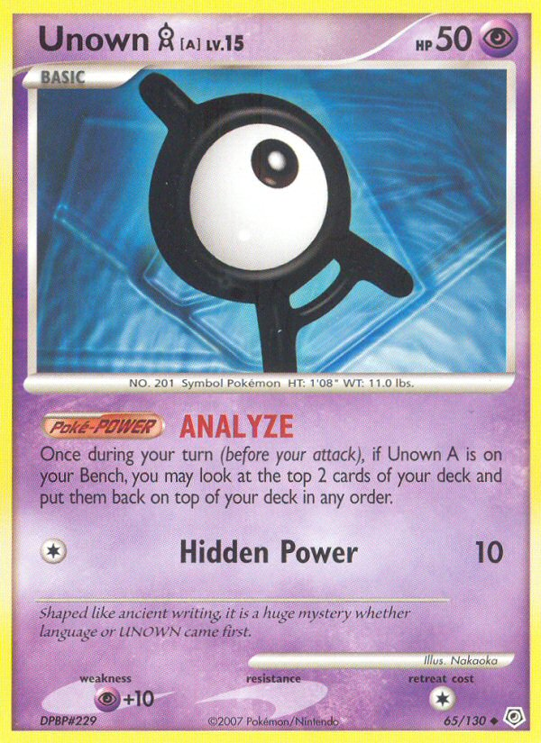 Unown A (65/130) [Diamond & Pearl: Base Set] | Jomio and Rueliete's Cards and Comics