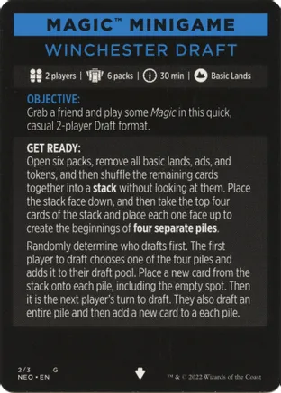 Winchester Draft (Magic Minigame) [Kamigawa: Neon Dynasty Minigame] | Jomio and Rueliete's Cards and Comics