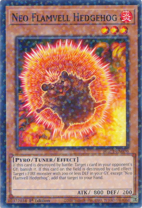 Neo Flamvell Hedgehog (Duel Terminal) [HAC1-EN070] Common | Jomio and Rueliete's Cards and Comics
