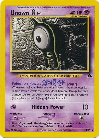 Unown [A] (33/75) [Neo Discovery Unlimited] | Jomio and Rueliete's Cards and Comics