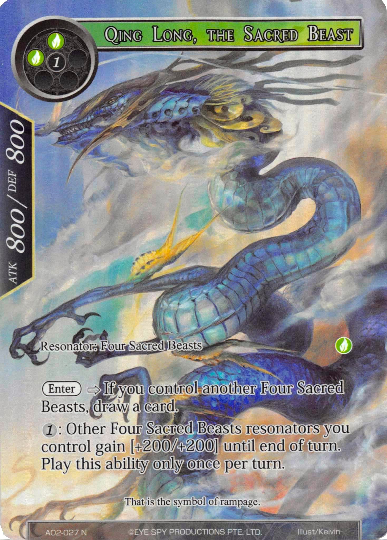Qing Long, the Sacred Beast (Full Art) (AO2-027) [Alice Origin II] | Jomio and Rueliete's Cards and Comics