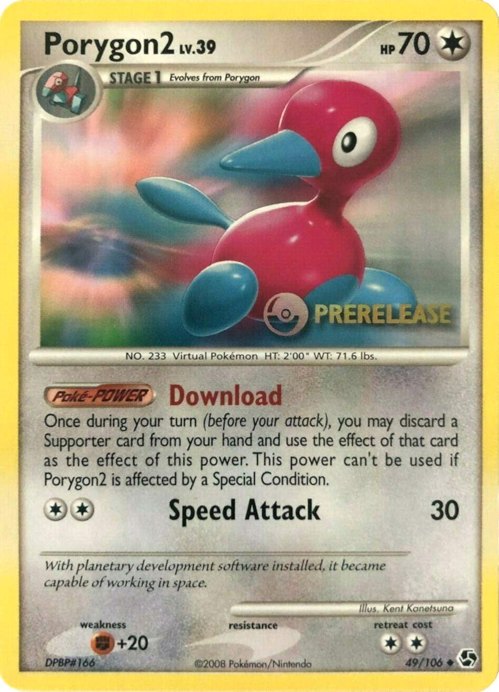 Porygon2 (49/106) (Prerelease Promo) [Diamond & Pearl: Black Star Promos] | Jomio and Rueliete's Cards and Comics