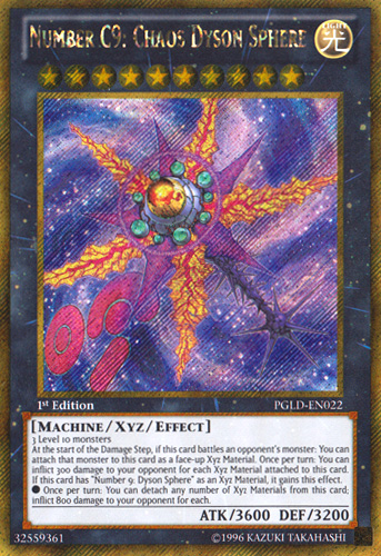 Number C9: Chaos Dyson Sphere [PGLD-EN022] Gold Secret Rare | Jomio and Rueliete's Cards and Comics