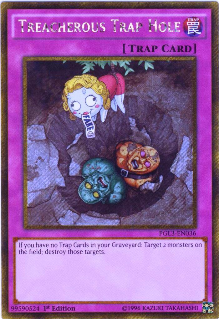 Treacherous Trap Hole [PGL3-EN036] Gold Secret Rare | Jomio and Rueliete's Cards and Comics