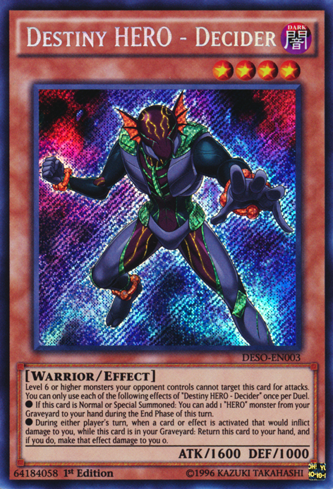 Destiny HERO - Decider [DESO-EN003] Secret Rare | Jomio and Rueliete's Cards and Comics