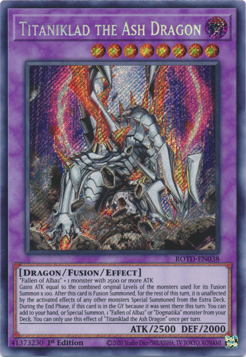 Titaniklad the Ash Dragon [ROTD-EN038] Secret Rare | Jomio and Rueliete's Cards and Comics