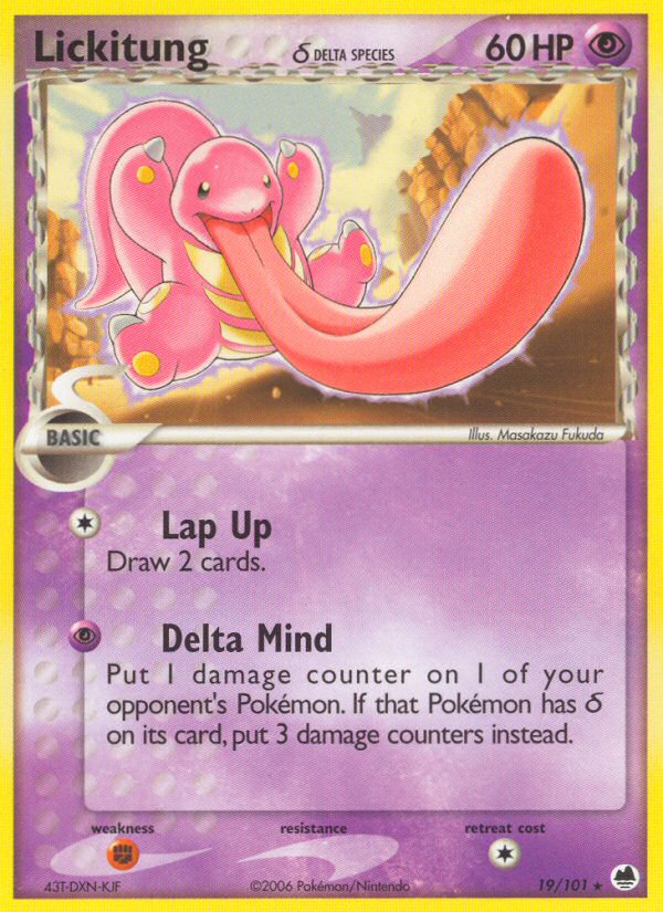 Lickitung (19/101) (Delta Species) [EX: Dragon Frontiers] | Jomio and Rueliete's Cards and Comics