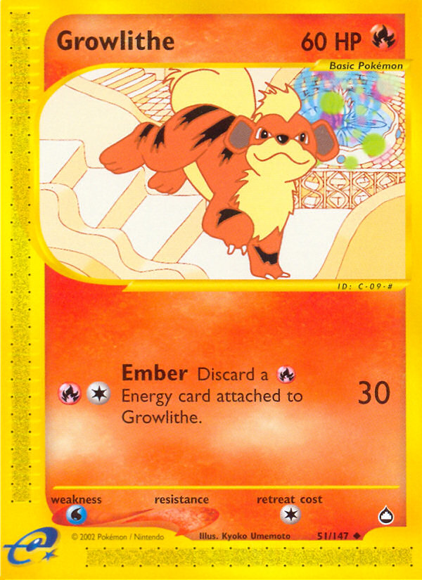 Growlithe (51/147) [Aquapolis] | Jomio and Rueliete's Cards and Comics