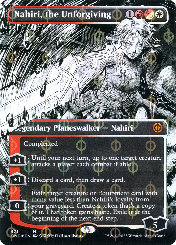 Nahiri, the Unforgiving (Borderless Manga Step-and-Compleat Foil) [Phyrexia: All Will Be One] | Jomio and Rueliete's Cards and Comics