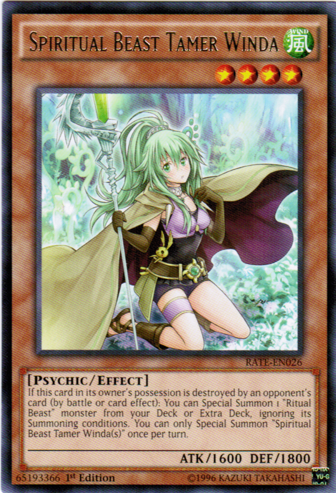 Spiritual Beast Tamer Winda [RATE-EN026] Rare | Jomio and Rueliete's Cards and Comics