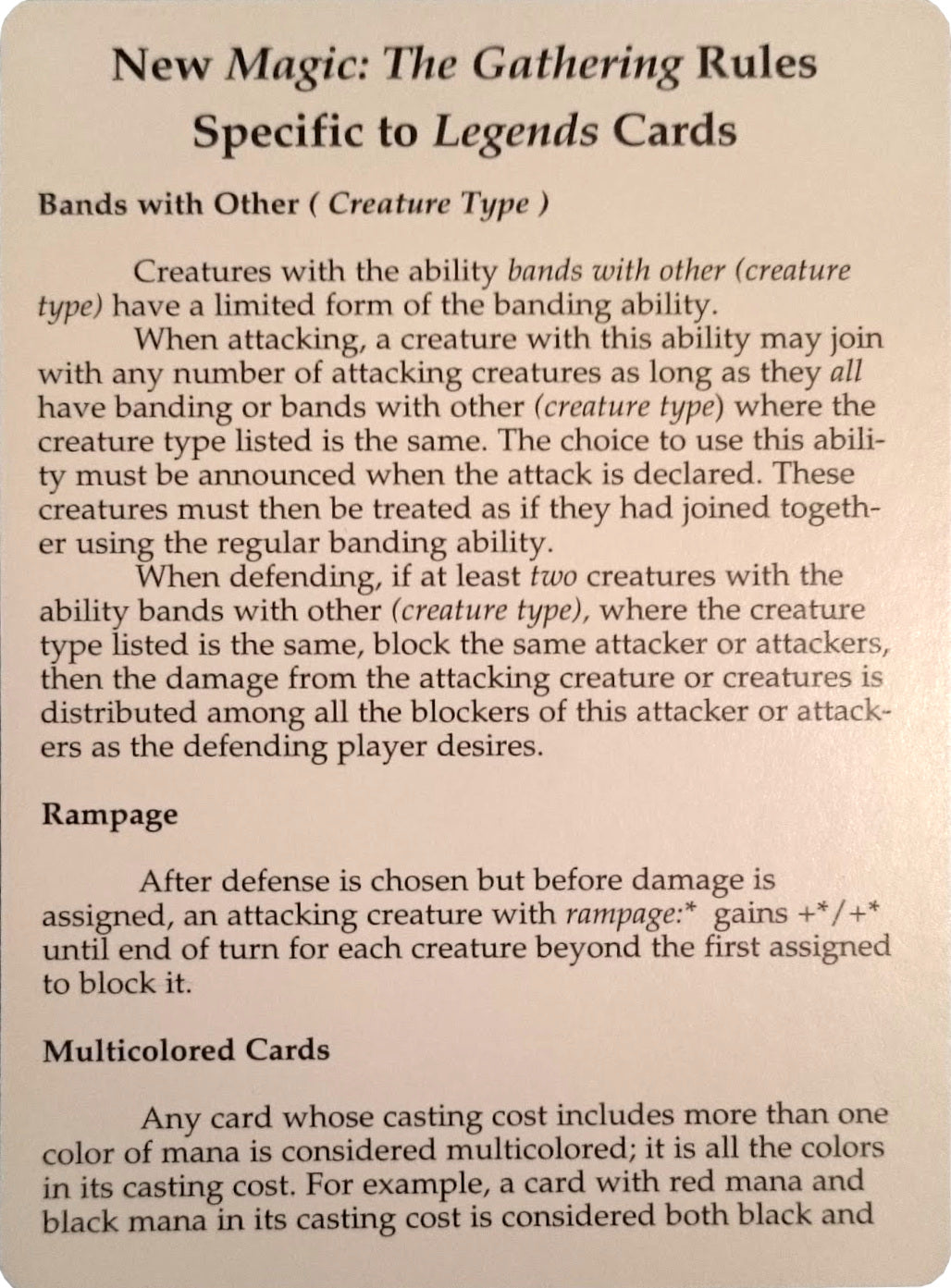 Legends Rules Card [Legends Tokens] | Jomio and Rueliete's Cards and Comics
