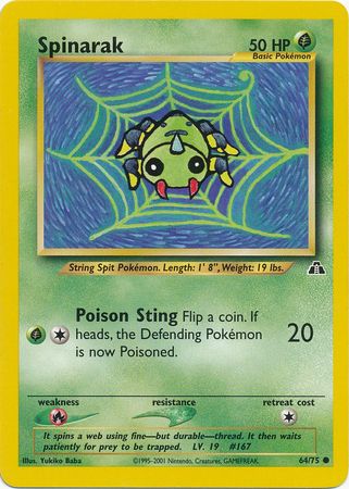 Spinarak (64/75) [Neo Discovery Unlimited] | Jomio and Rueliete's Cards and Comics