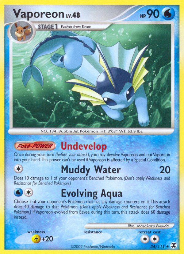 Vaporeon (34/111) [Platinum: Rising Rivals] | Jomio and Rueliete's Cards and Comics