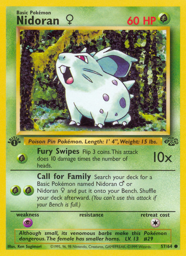 Nidoran (57/64) (Female) [Jungle 1st Edition] | Jomio and Rueliete's Cards and Comics