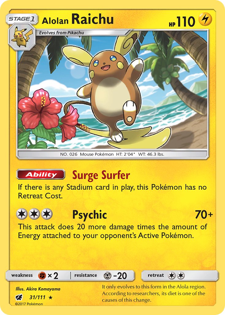 Alolan Raichu (31/111) (Theme Deck Exclusive) [Sun & Moon: Crimson Invasion] | Jomio and Rueliete's Cards and Comics