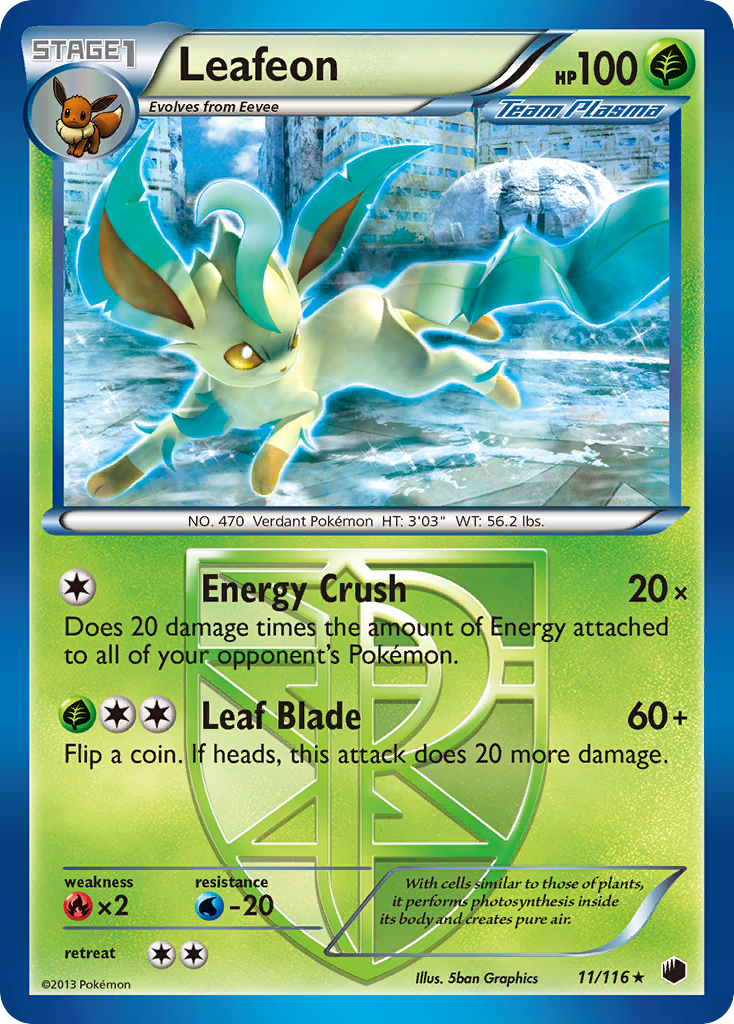 Leafeon (11/116) [Black & White: Plasma Freeze] | Jomio and Rueliete's Cards and Comics