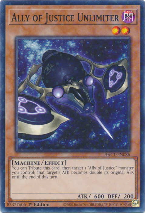 Ally of Justice Unlimiter (Duel Terminal) [HAC1-EN086] Common | Jomio and Rueliete's Cards and Comics