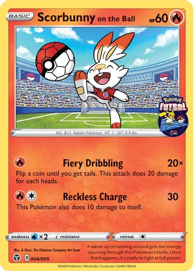 Scorbunny on the Ball (004/005) [Pokemon Futsal Collection] | Jomio and Rueliete's Cards and Comics