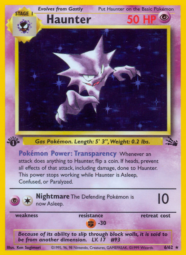 Haunter (6/62) [Fossil 1st Edition] | Jomio and Rueliete's Cards and Comics
