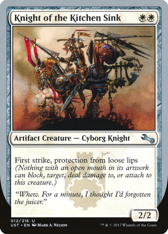 Knight of the Kitchen Sink ("protection from loose lips") [Unstable] | Jomio and Rueliete's Cards and Comics