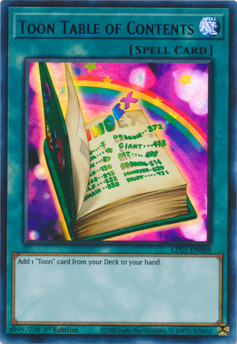 Toon Table of Contents (Blue) [LDS1-EN069] Ultra Rare | Jomio and Rueliete's Cards and Comics