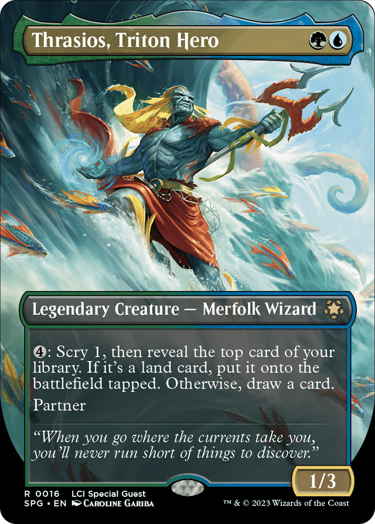 Thrasios, Triton Hero (Borderless) [The Lost Caverns of Ixalan Special Guests] | Jomio and Rueliete's Cards and Comics