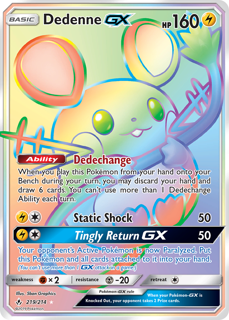 Dedenne GX (219/214) [Sun & Moon: Unbroken Bonds] | Jomio and Rueliete's Cards and Comics