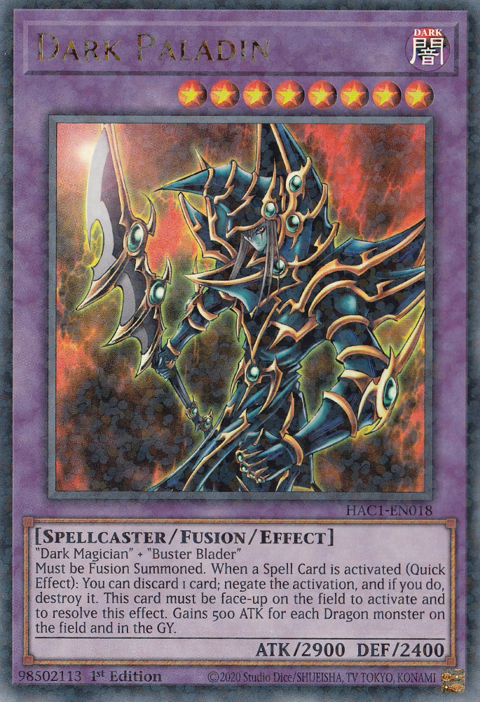 Dark Paladin (Duel Terminal) [HAC1-EN018] Parallel Rare | Jomio and Rueliete's Cards and Comics