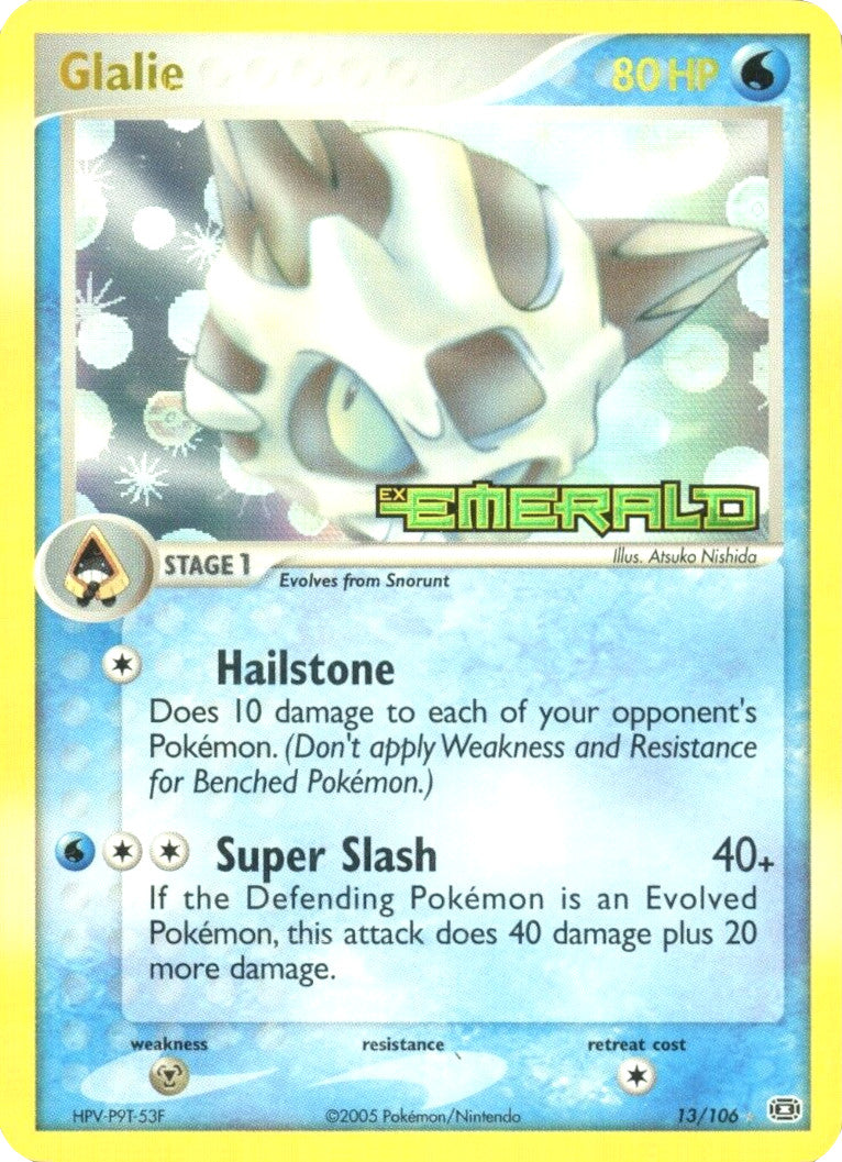 Glalie (13/106) (Stamped) [EX: Emerald] | Jomio and Rueliete's Cards and Comics