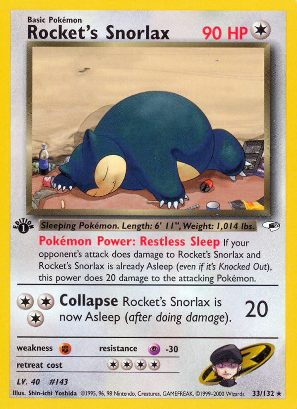 Rocket's Snorlax (33/132) [Gym Heroes 1st Edition] | Jomio and Rueliete's Cards and Comics