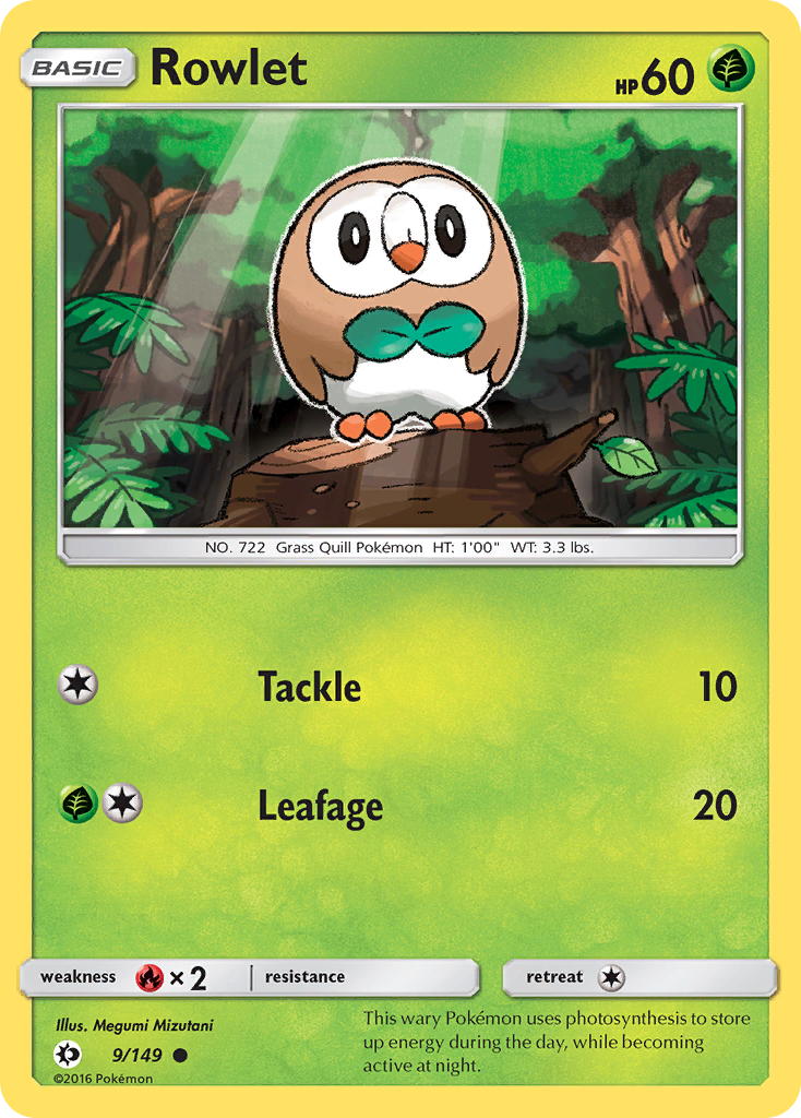 Rowlet (9/149) [Sun & Moon: Base Set] | Jomio and Rueliete's Cards and Comics