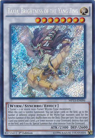 Baxia, Brightness of the Yang Zing [MP15-EN096] Secret Rare | Jomio and Rueliete's Cards and Comics