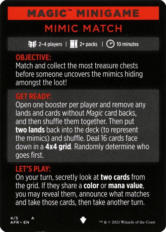 Mimic Match (Magic Minigame) [Dungeons & Dragons: Adventures in the Forgotten Realms Minigame] | Jomio and Rueliete's Cards and Comics