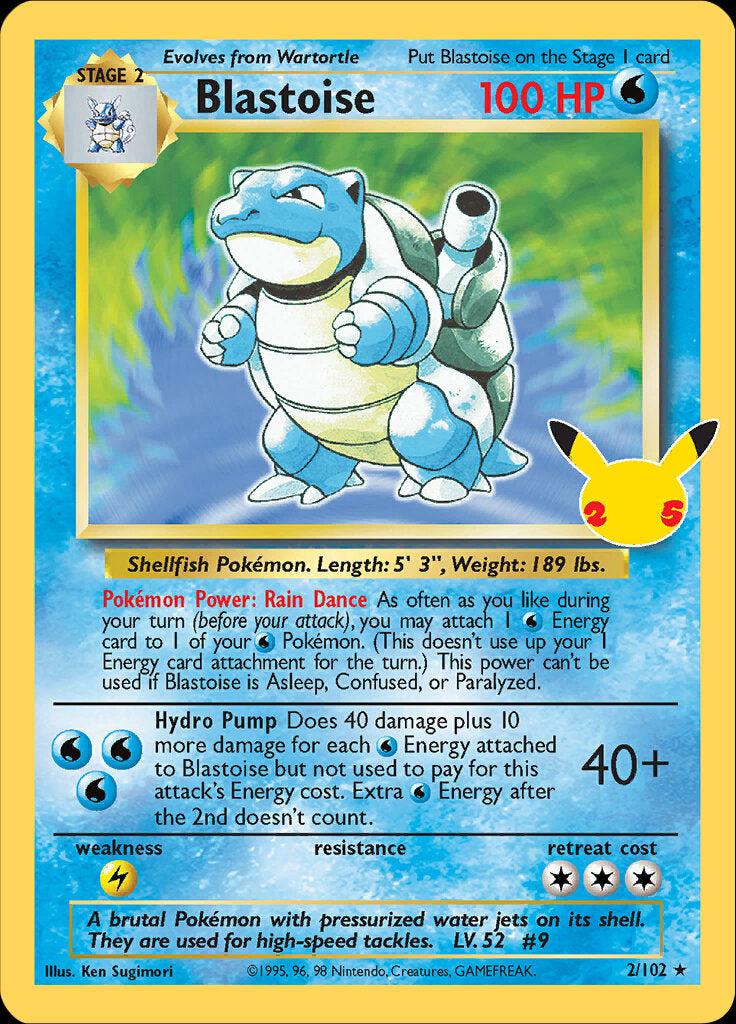 Blastoise (2/102) [Celebrations: 25th Anniversary - Classic Collection] | Jomio and Rueliete's Cards and Comics